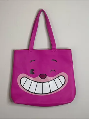 Disney Store Cheshire Cat Tote Bag Pink Alice in Wonderland Large thumbnail 1