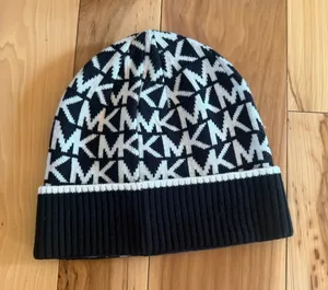 Michael Kors Black and White MK Logo Kids Beanie thumbnail 1