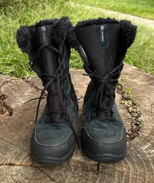 Columbia Ice Maiden II black leather suede waterproof winter boots women's size 8.5 thumbnail 1