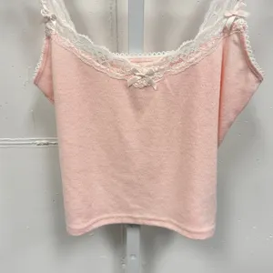 Edikted Pink Pointelle Lace Trim Cami Top Coquette Bow Detail Cropped Tank Small thumbnail 4
