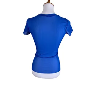 Free People Intimately Blue Sheer Mesh‎ Short Sleeve Tee Fitted XS thumbnail 2
