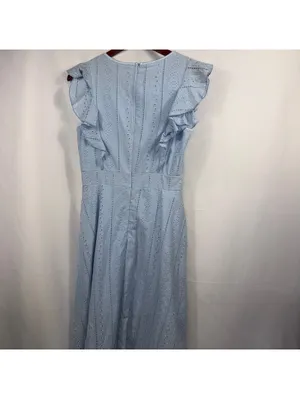 EcoWish Light Blue Eyelet Midi Dress | Women’s Small thumbnail 8