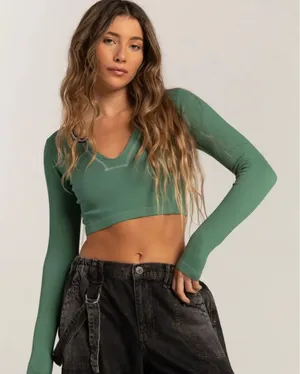 long sleeve go for gold green top thumbnail 1