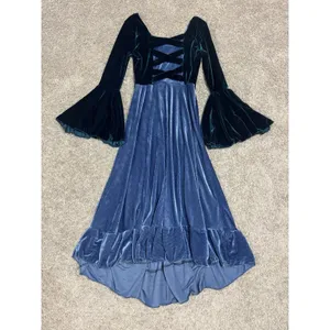 Velvet Renaissance Corset Midi Dress Bell Sleeve Cottagecore Fairy Goth Sz S/M thumbnail 2
