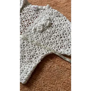 Justice White Crochet Knit Cardigan Girls Size 12/14 adult XS Floral Detail thumbnail 5