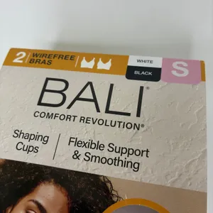 BALI 2-Pack Seamless Wirefree Bras Black/White Shaping Cups NWT Small thumbnail 4
