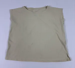 Eileen Fisher Shirt Womens XS Beige Crewneck Short Sleeve Cotton Spandex Basic‎ thumbnail 1