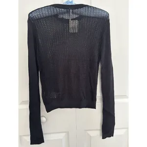 Free People H2O Crew Pullover Open Weave Knit Crop Top Black Size M thumbnail 7