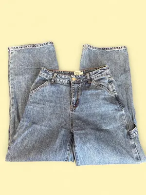 Princess Polly Blue Denim Carpenter Wide Leg Jeans thumbnail 3