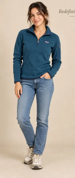 Patagonia Better Sweater 1/4 Zip Fleece Pullover Teal Blue Heather Womens XS thumbnail 1