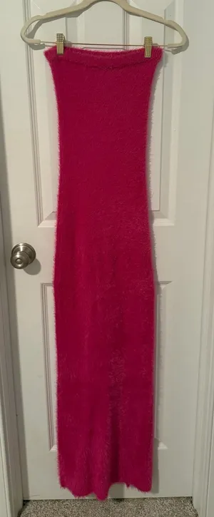 Pink white fox bodycon dress thumbnail 1
