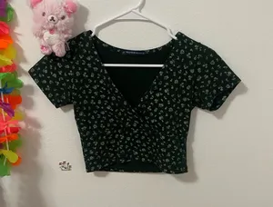 Green Brandy Melville wrap top thumbnail 1
