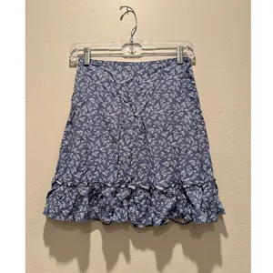 Brandy Melville Cara Ruffle Mini Skirt Blue‎ Floral Ruffle Coquette Girly thumbnail 2