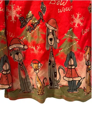 Vtg Jess & Jane Christmas Shirt Women's Medium Red Bow Wow Dogs Rhinestone Bling thumbnail 4