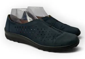 Hotter Thrill Navy Nubuck Leather Perforated Slip-On Comfort Shoes Sz 8.5 thumbnail 1