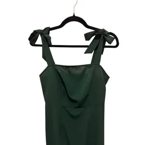 Deep Green Tie Shoulder Smocked Back Midi Dress Wedding Guest Garden Party Small thumbnail 11