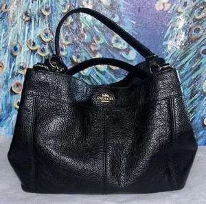 Coach Lexy Black Pebbled Leather Shoulder Bag thumbnail 1