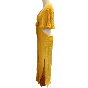 SheIn Maxi Dress Open Back Tie Front Boho Chic Beachy Resort Summer Plunging Neck thumbnail 5