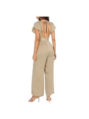 Petal & Pup Orin Wide Leg Jumpsuit Beige Size 8 NWT Neutral Coastal Boho Wedding thumbnail 11