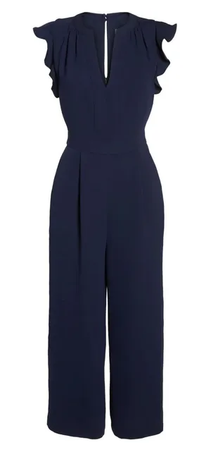 About Us Navy Ruffle Jumpsuit thumbnail 1