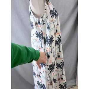 Fairhope Palm Tree‎ Sailboat Print Sleeveless Maxi Dress Pockets L Summer Resort thumbnail 8
