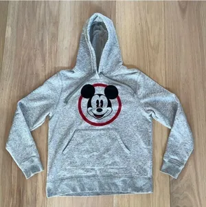Disney Gray And Red Mickey Mouse Sweatshirt Hoodie Size Medium thumbnail 1