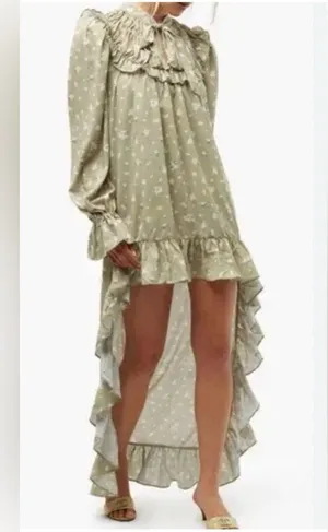 We Wore What NWT High Low Ruffle Floral Dress weworewhat Olive Size M $128 thumbnail 2