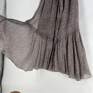 Joie‎ Sheer Silk Floral Button Front Tie Waist Dolman Puff Sleeve Midi Dress S thumbnail 8