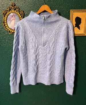 LOFT BLUE QUARTER ZIP PULLOVER SZ SMALL NWT thumbnail 1