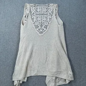 Red Camel Crochet Knit Sleeveless Open Top Women's X-Small Beige Boho Y2k thumbnail 9