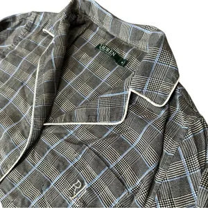Lauren Ralph Lauren Size M Black Blue Plaid Long Sleeve Pajama Top & Bottom Set thumbnail 2