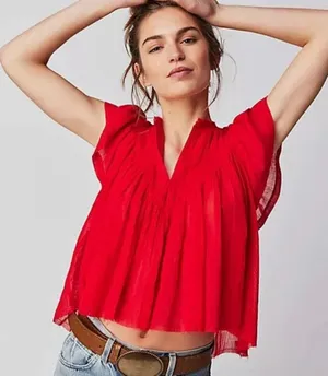 Free People One Padma Bohemian Raw Trim Top thumbnail 2