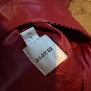 MAEVE Cora Patch Pocket Jacket Faux Leather Size Large Burgundy Red‎ thumbnail 4
