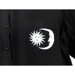 Hot Topic Skull Salem Oversized Button Shirt Womens S Black Goth Witch Moon thumbnail 6