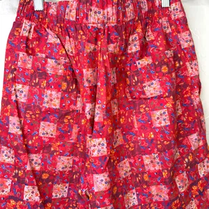 NEW FP Movement Free People Game Day Meadow Red Patter Printed Barrel Leg Pants thumbnail 9