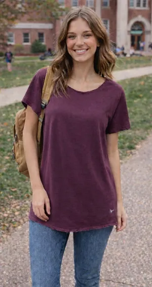 NWOT PINK Victoria’s Secret Maroon Tee Raw Edge Hem 100% Cotton Size Large thumbnail 1