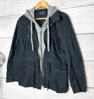 Love Tree Black & Gray Double Layer Hooded Jacket Size Large thumbnail 3
