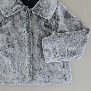New H&M Woman's Plush Faux Fur Jacket in Gray Size S thumbnail 4