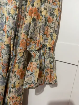 Vici Sheer Floral Maxi Dress in Peach, Blue, Cream XS thumbnail 6