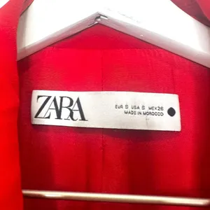 ZARA Red Double Breasted Tailored Blazer Size Small thumbnail 2