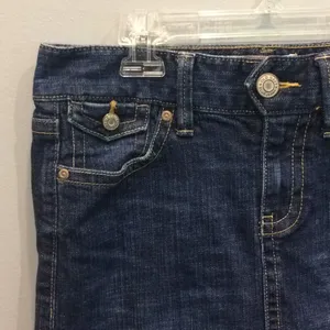 Old Navy Low Waist Denim Skirt Size‎ 1 Dark Wash Stretch Straight Jean Skirt thumbnail 5