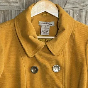 Paris Blues Women's Mustard Yellow Double Breasted Wool Coat Size M Y2K thumbnail 2