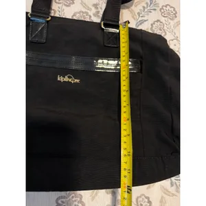Kipling Tote Bag Womens Large Black Nylon Patent Trim Gold Hardware Multi Pocket thumbnail 4