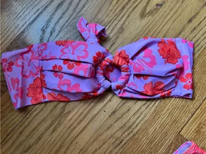Floral Pink & Orange Bandeau Bikini Set thumbnail 3