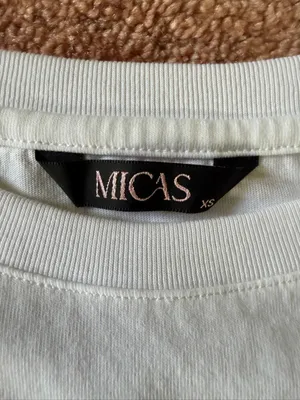 Micas White Sleeveless Graphic Cotton Top XS Striped Ribbed Hem thumbnail 2