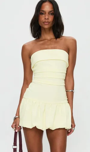 Princess Polly Mousse Mini Dress Lemon thumbnail 1