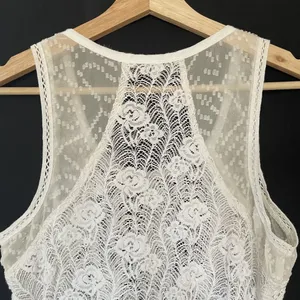 Miss Me Womens White Lace Sleeveless Tank Top M sheer summer top casual floral thumbnail 7