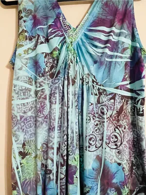 Style & Co. Y2K Vintage Boho Embellished Empire Waist Midi Dress XL Liquid Knit thumbnail 7