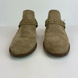 Born‎ Bagley Clogs Mules 7 Suede Leather Studded Taupe Harness Buckle thumbnail 6