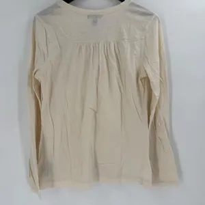 Lauren Ralph‎ Lauren Henley Top Women M Cream Roll Tab Sleeve Coastal Minimalist thumbnail 11